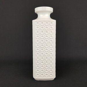 Vintage White EDELSTEIN PORZELLAN With Circle Relief Decor Vase 1165 2 Bavaria Germany 1960s