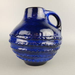 Vintage CARSTENS TÖNNIESHOF Handled Blue Vase 3002 20 West German Pottery