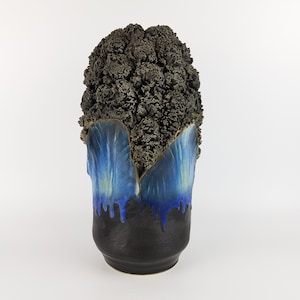 Vintage Stylish Studio Art Pottery Blue &#39;Coral Glaze&quot; Vase from TÖPFEREI Maria & Werner SCHOTT Petershagen West Germany 1960s