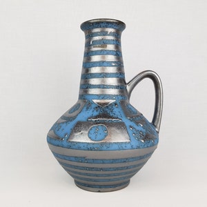 Vintage CARSTENS KERAMIK Vase with Blue Ankara Decor 1507-27 West German Pottery 1960s