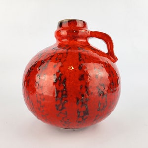 Vintage CARSTENS TONNIESHOF ATELIER Red and Black Vase by Gerda Heuckeroth C236-20 West German Pottery 1960s