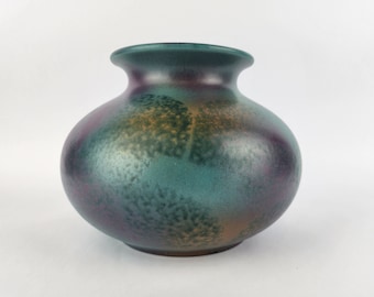 Vintage STEULER KERAMIK Green Turquoise and Purple Vase West German Pottery 1980s