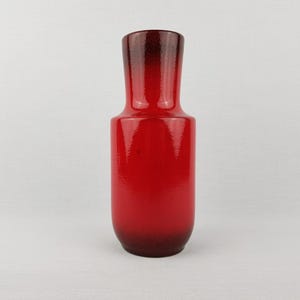 Vase vintage STEULER KERAMIK rouge brillant 142-20 poterie ouest-allemande des années 1960