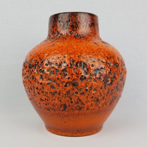 Vintage STEULER KERAMIK Blue and Brown Fat Lava Vase 140-15