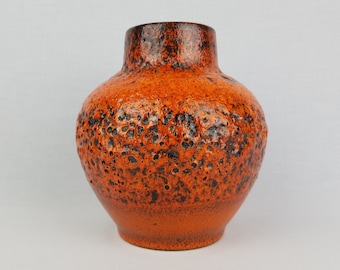 Vintage STEULER KERAMIK Orange Fat Lava Vase 565 18 West German Pottery 1970s