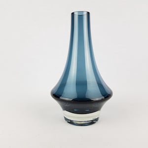 Vintage RIIHIMAEN LASI blå/lila glasraketvas 1379 Finland Skandinavien 1970-talet