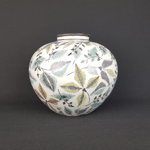 Vintage WÄCHTERSBACH KERAMIK Weiße Vase mit Uschi Dekor Westdeutsche Keramik 1950er Jahre