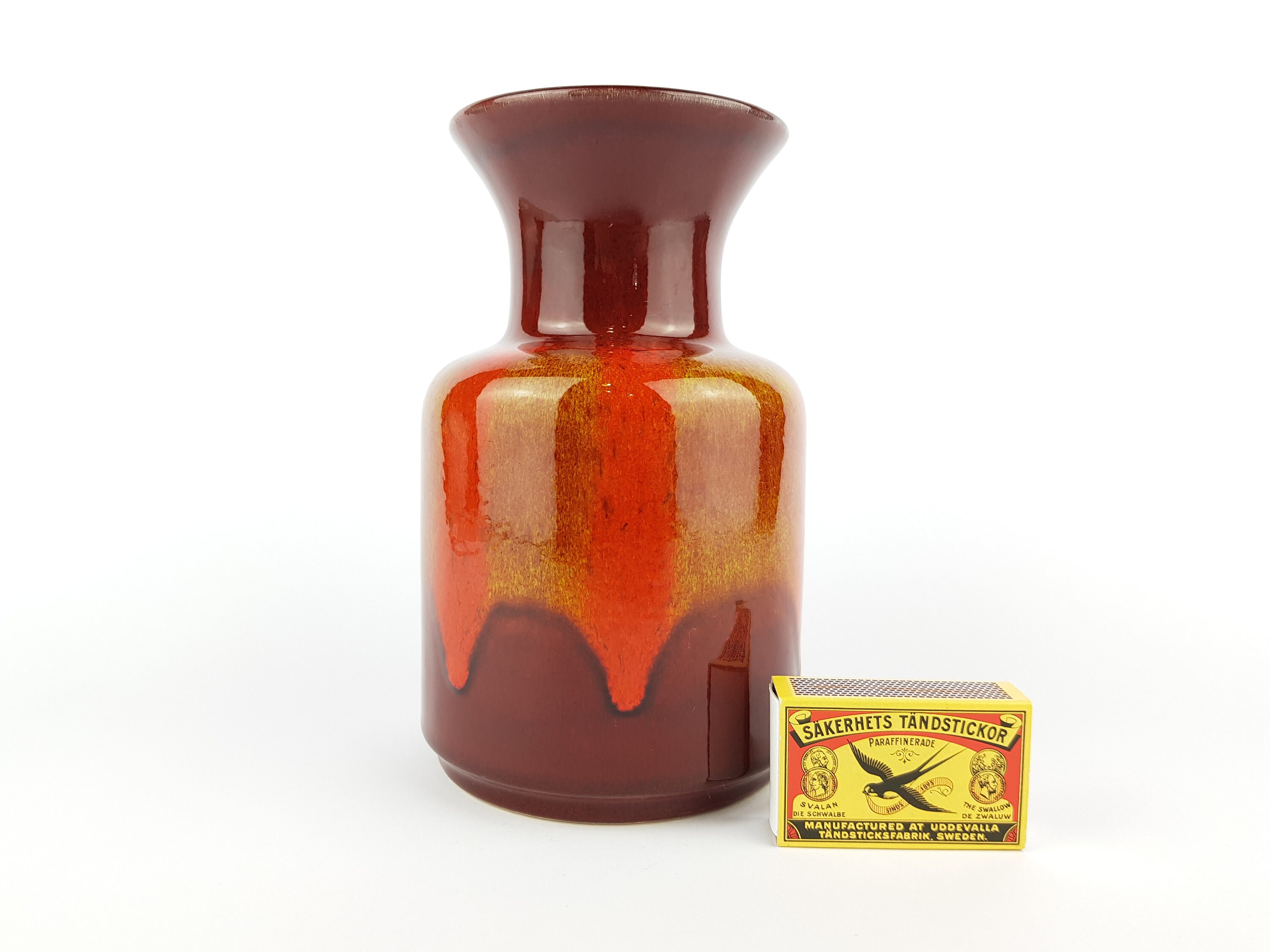 西ドイツ Jasba Fat Lava 花瓶 N602/1018 Vintage Colorful JASBA KERAMIK Fat Lava Trumpet Vase N602 10 18