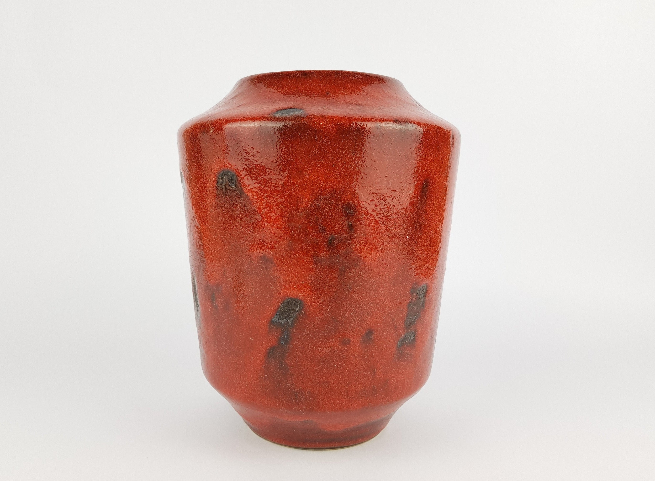 Vintage Red and Black ILKRA EDEL KERAMIK Fat Lava Vase 1023 20 - Etsy