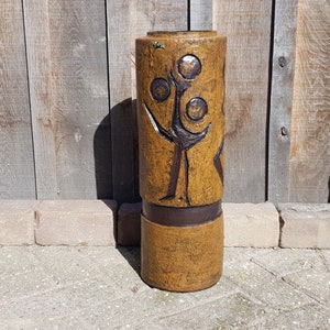 20,1 inch XXL Vintage SCHAFFENACKER Bruin Paard Decor Vloer Vaas West Duits Aardewerk jaren 1960