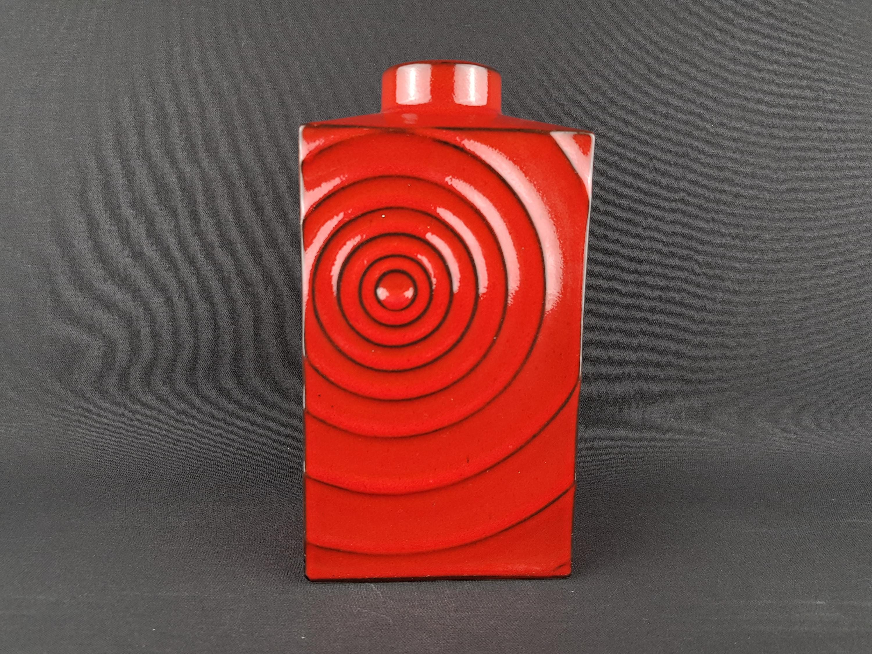 Vintage STEULER KERAMIK Red Zyklon Vase by Cari Zalloni 194 25