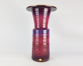 Large Vintage JAAP RAVELLI Purple Ceramic Vase With Sang de Boeuf Glaze 586 Dutch Studio Pottery 1960s