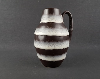 Vintage SCHEURICH KERAMIK Brown and White Fat Lava Vase 414-16 West German Pottery 1960s