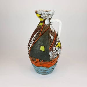 Vintage Handled FRATELLI FANCIULLACCI With Sailing Ships Decor From Italy 8206 1960s