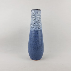 Vintage GRAMANN RÖMHILD Topferei Studio Art Pottery Speckled Blue and White Vase  East German Pottery 1960s