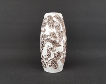 ヴィンテージ SCHEURICH KERAMIK 白とグレーのファットラバ花瓶 522 18