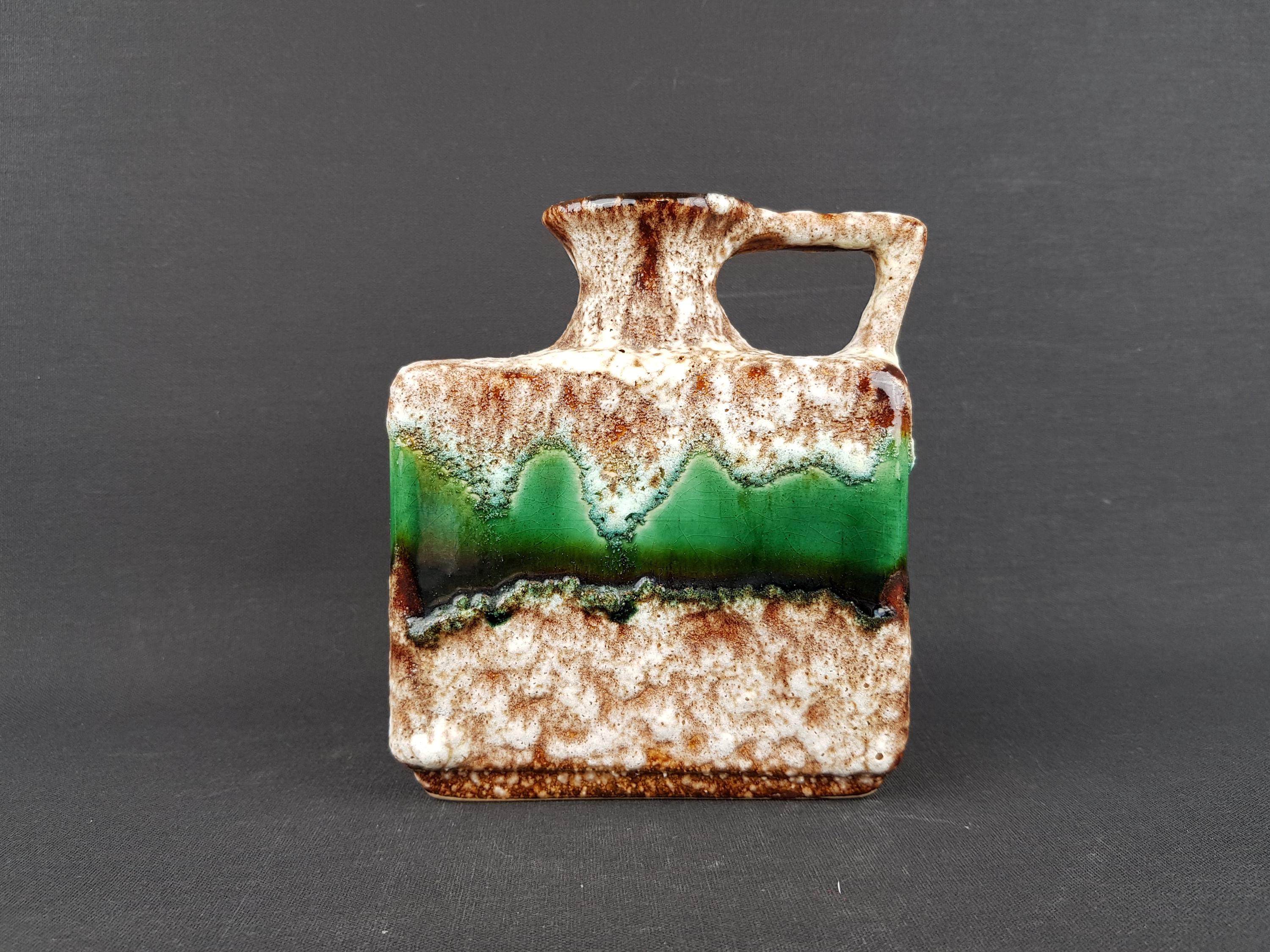 Reserved --vintage JOPEKO KERAMIK Handled Green Fat Lava Vase