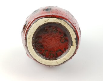 ヴィンテージ シェウリッヒ セラミック 赤と黒のファットラバ花瓶 414