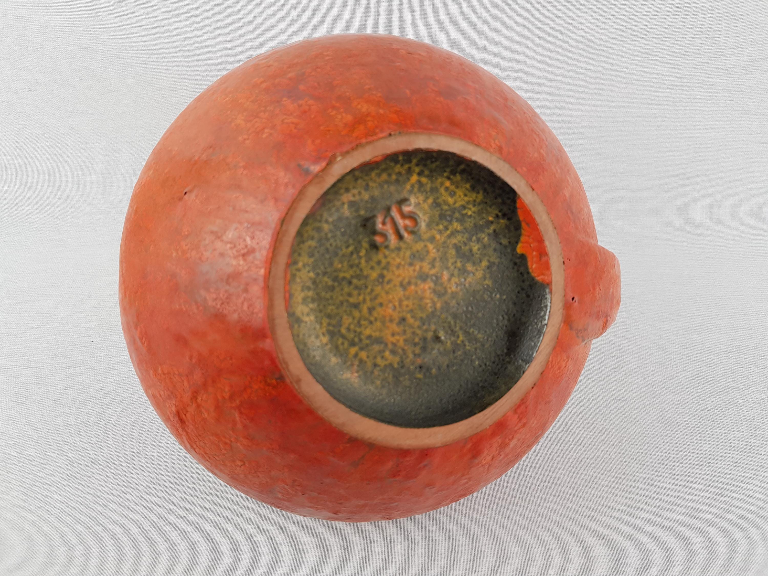 Vintage RUSCHA KERAMIK Handled Vase With VULKANO Decor by Kurt
