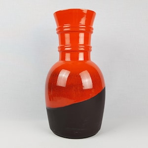 Vintage STEULER KERAMIK Brown and Orange Floor Vase 309-40 West German Pottery 1970s Fat Lava Era