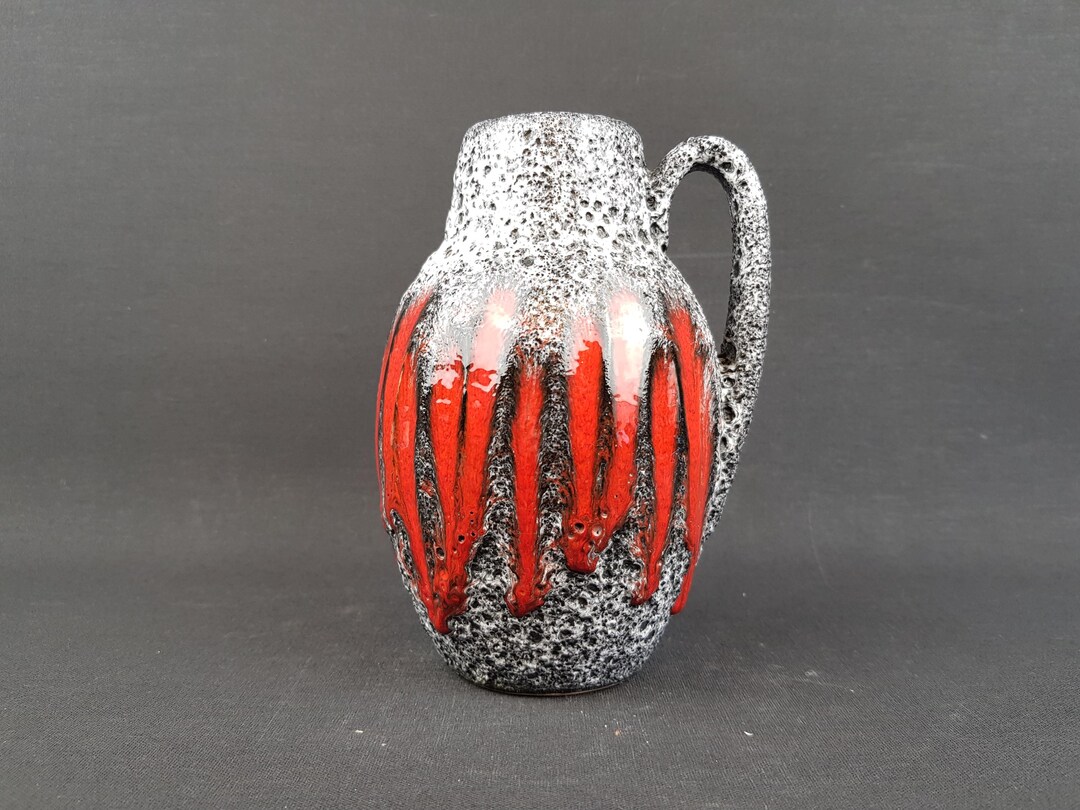 Vintage SCHEURICH KERAMIK Fat Lava Vase With Lora Decor 414-16