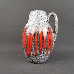 Vintage SCHEURICH KERAMIK Fat Lava Vase with Lora decor 414-16 West German Pottery 1960s