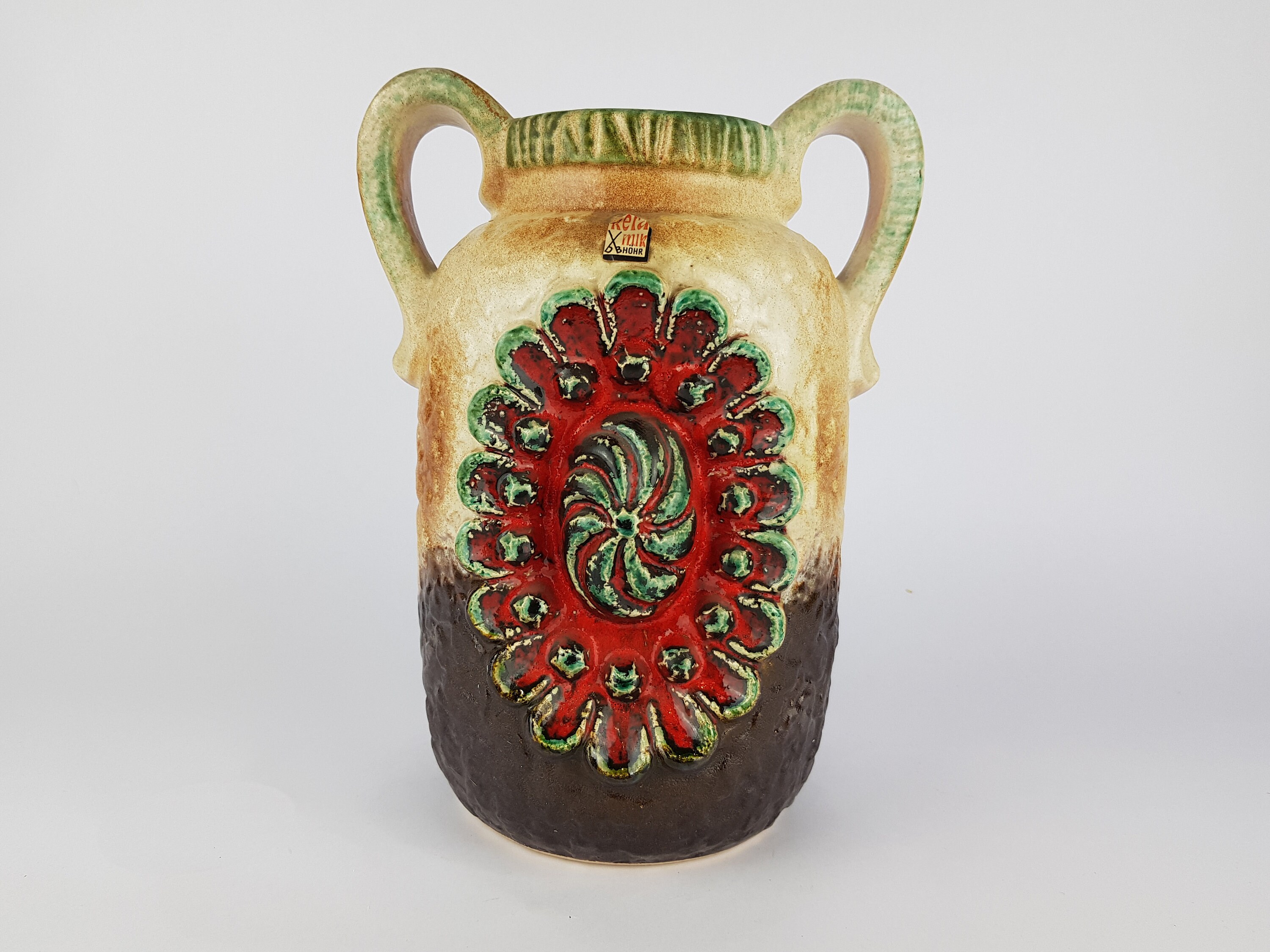 Vintage Multi Colored DÜMLER & BREIDEN Fat Lava Vase 51/25 Relief