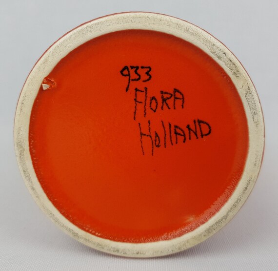 ヴィンテージ FLORA GOUDA HOLLAND セラミック オレンジ花瓶 トキオ