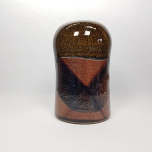 ヴィンテージスタジオアート陶器ダークブラウン花瓶 デザイナー不明 ミッドセンチュリーモダン