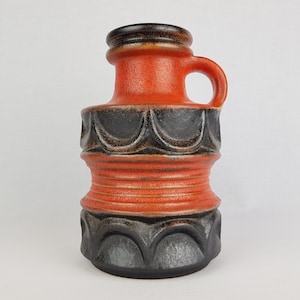 Vintage CARSTENS KERAMIK Brown Orange Handled Vase 7916-20 West German Pottery 1970s