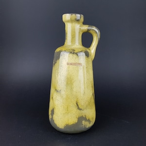 Vaso vintage OTTO KERAMIK giallo e grigio, ceramica della Germania occidentale, anni &#39;70