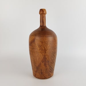 Vintage GERHARD LIEBENTHRON Studio Art Pottery Brown Long Necked Vase West Germany 1960s
