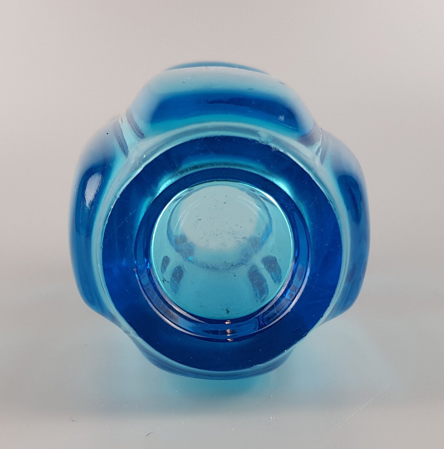 Vintage Czech Rosice Glass Works Blue Vase Design by Rudolf
