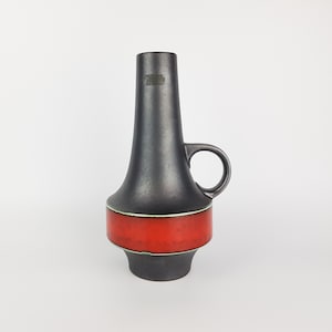 Vintage CARSTENS TONNIESHOF Keramik Red and Black Vase Mälmo Serie 1525-28 by Heinz Siery 1966s