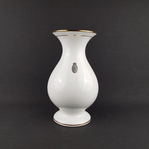 Vintage MODICA KERAMIEK GOUDA White Vase With Golden Rim 314 Dutch Pottery 1970s