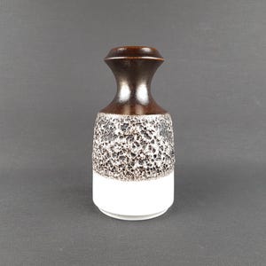 Vintage STEULER KERAMIK White and Brown Fat Lava Vase 318-20 West German Pottery 1960s