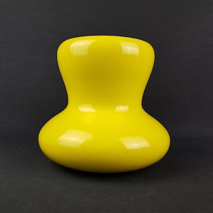 Vintage Ceramic Yellow Vase Handcrafted Mid Century Modern Space Age 1960s 1970s