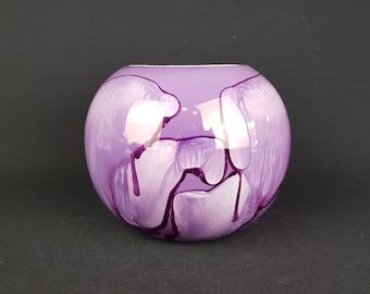 Vintage Shiny Multicolored Purple LUSTERWARE Planter Flower Pot Italian Pottery 1980s