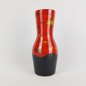 Vintage DÜMLER & BREIDEN Red Yellow Black  Ceramic Vase 116 21 West German Pottery 1960s 1970s