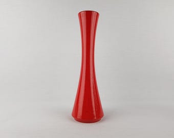 Vintage STEULER KERAMIK Tapered Hourglass Red Vase 4125 4 West German Pottery 1950s
