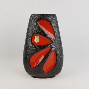 Vintage ES KERAMIK Emons und Sohne Petal Daisy Fat Lava Vase 614 24 West German Pottery 1960s