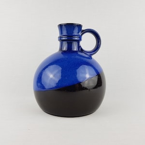 Vintage STEULER KERAMIK Handled Kobalt Blue Vase 308 20 West German Pottery 1960s