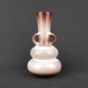 Vase vintage STEULER KERAMIK avec deux anses, cerceau blanc et marron par Cari Zalloni 236-15 poterie ouest-allemande des années 1970