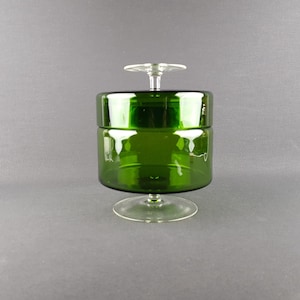 Vintage ROYAL LEERDAM KRISTALUNIE Green Cookie Jar by Floris Meydam Dutch Glass Art