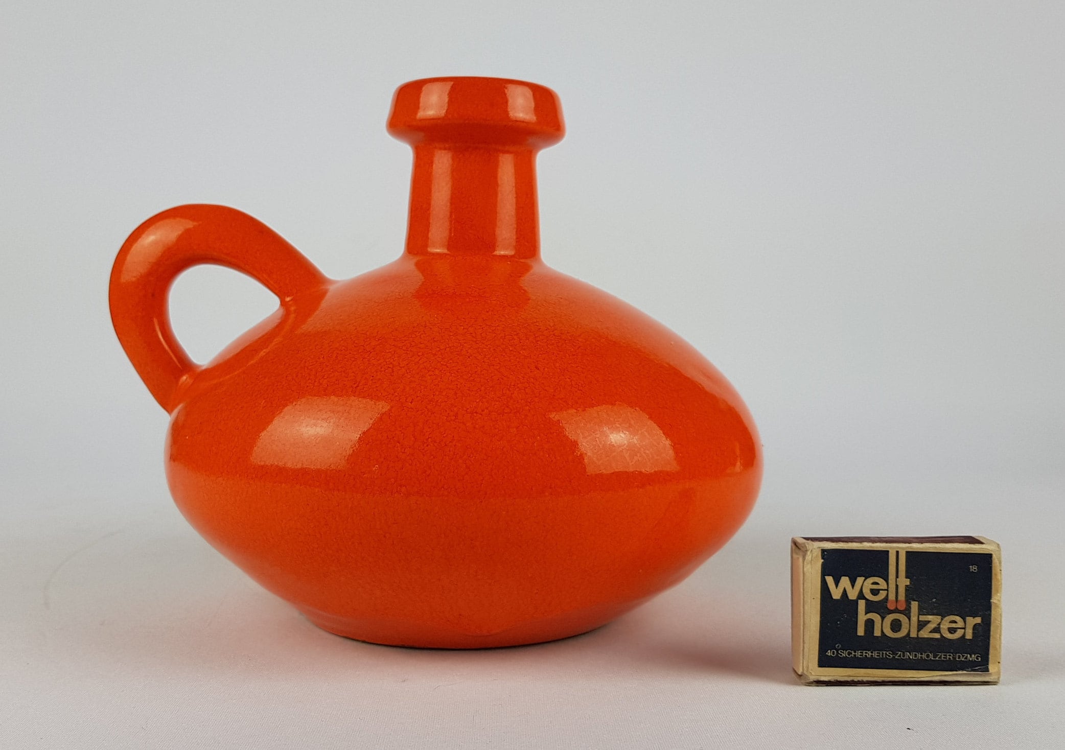 Vintage Orange OTTO Keramik Fat Lava Vase, West German Pottery