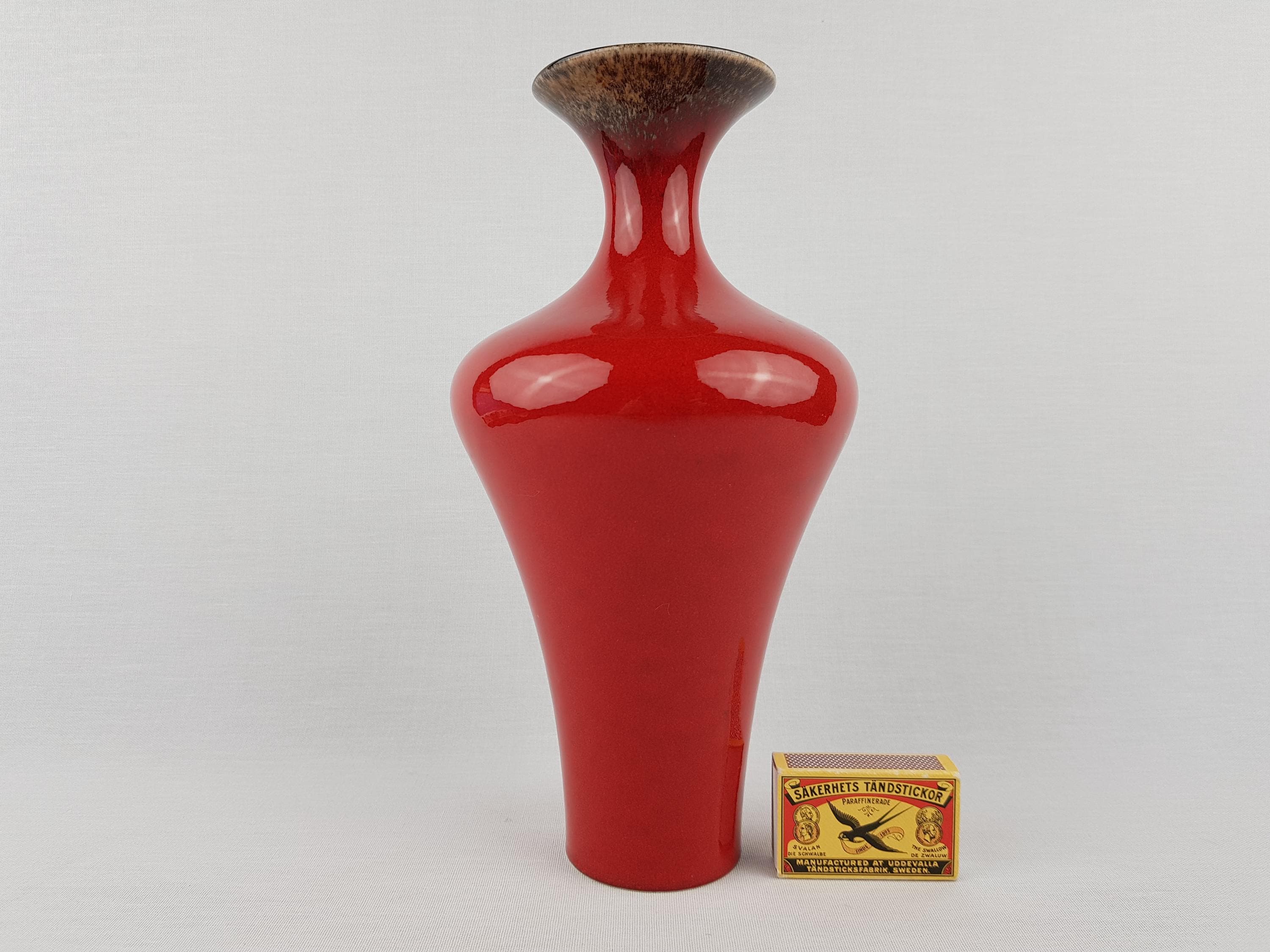 Vintage KERAMICA STUDIO Red Vase English Art Pottery by Karen