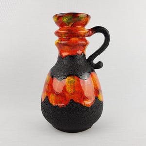 Vintage WALTER GERHARDS Keramik Handled Fat Lava Vase  240 25 West German Pottery 1960s 1970s