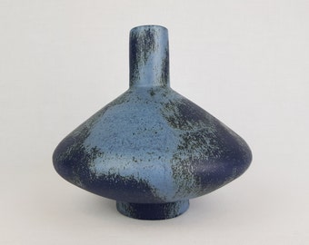 Vintage OTTO Keramik Blue Fat Lava UFO Vase, West German Pottery 1970s