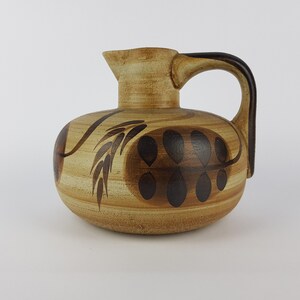 Vintage SGRAFO Brown Beige Jug Vase 3161 1970s West German Pottery by Peter Muller