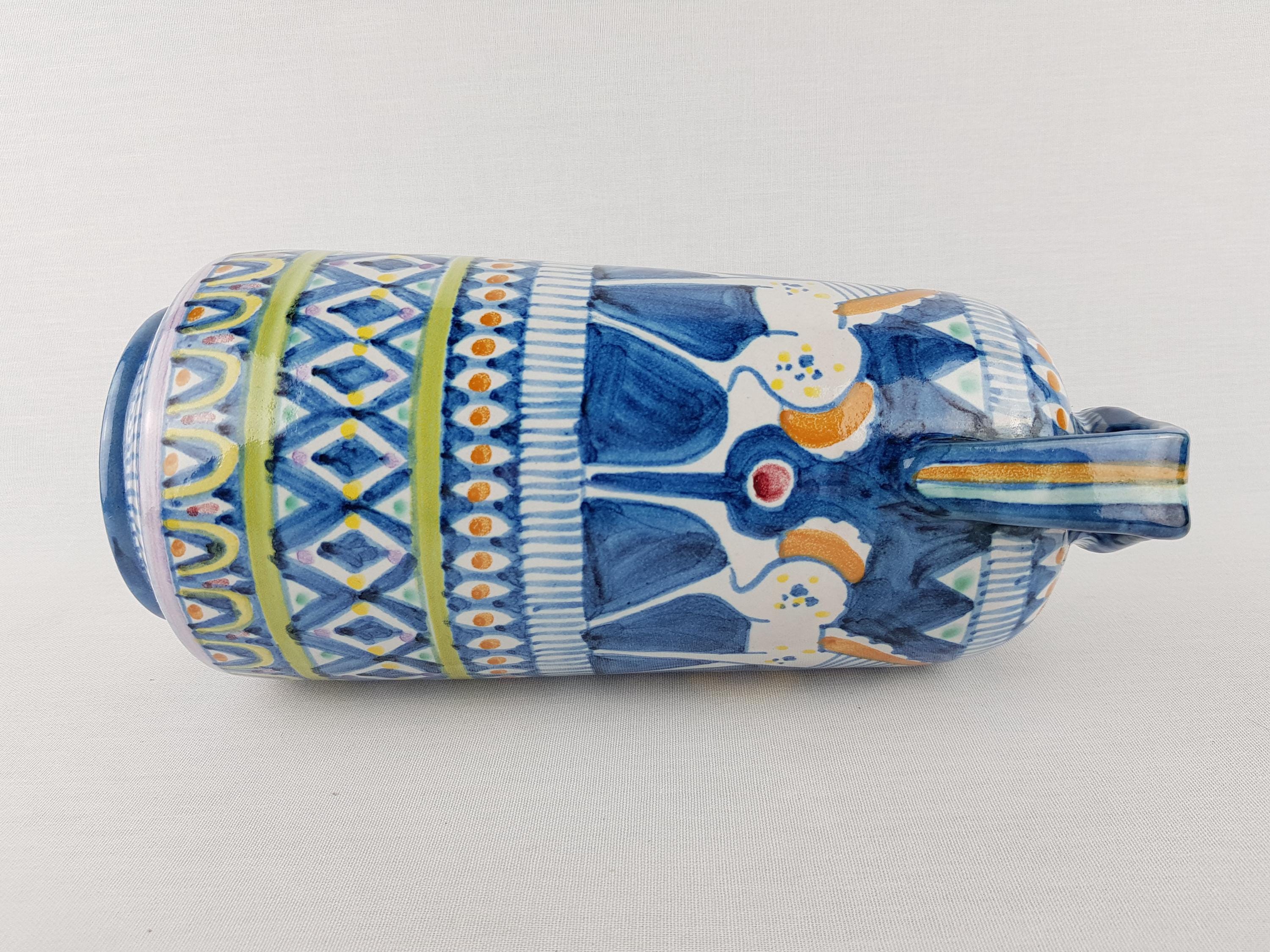 イタリア製 V Pinto Vietri　美しい花柄の陶器双耳壺 イタリア製 V Pinto Vietri 美しい花柄の陶器双耳壺